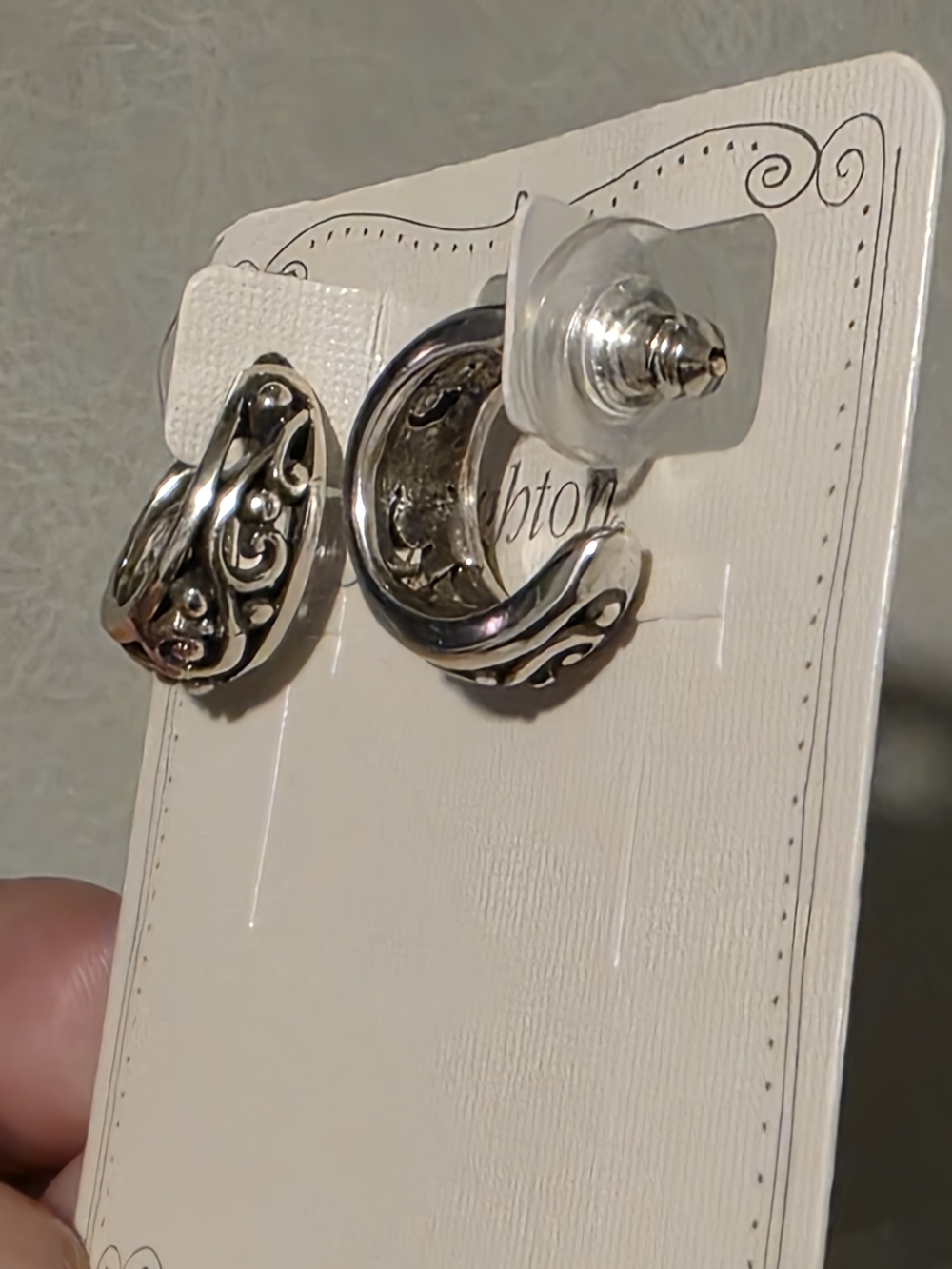 Brighton Silver LOVE AFFAIR Swirl Small Hoop Post Earrings New rv$52 - Picture 2 of 6